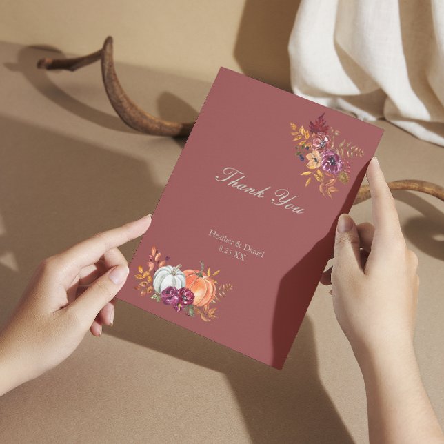 Rustikale Herbstblütenhochzeit Dankeskarte (Von Creator hochgeladen)
