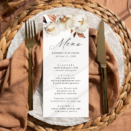 Rustikale Herbstblütenhochzeit Menükarte