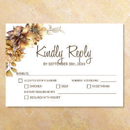 Rustikale Herbstblütenhochzeit RSVP Karte