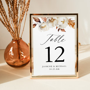 Rustikale Herbstblütenhochzeit-Tischnummer