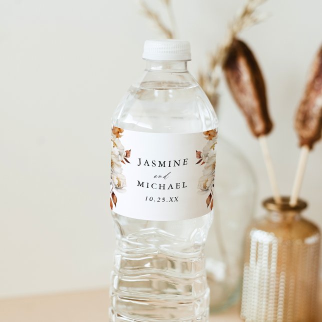 Rustikale Herbstblütenhochzeit Wasserflaschenetikett (Von Creator hochgeladen)