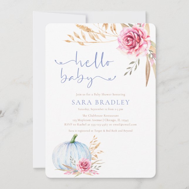 Rustikale Herbstbohauchdusche Einladung (Vorderseite)