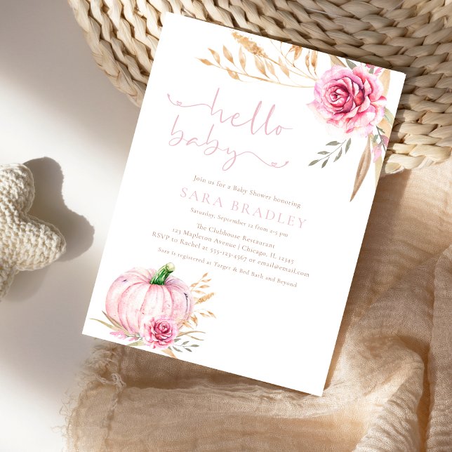 Rustikale Herbstboho Pumpkin Baby Girl Dusche Einladung (Von Creator hochgeladen)