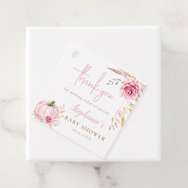 Rustikale Herbstboho Pumpkin Baby Girl Dusche Geschenkanhänger (Beispiel)