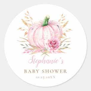 Rustikale Herbstboho Pumpkin Baby Girl Dusche Runder Aufkleber