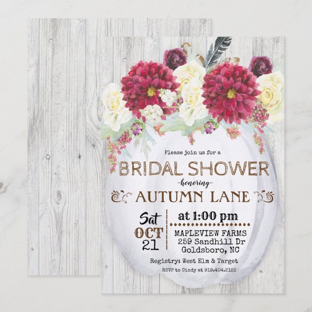 Rustikale Herbstdusche Einladung (Vorne/Hinten)