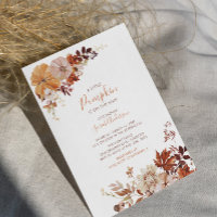 Rustikale Herbstdusche mit Blumenkürbis Einladung
