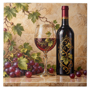 Rustikale Herbsternte - Wein & Traube Fliese