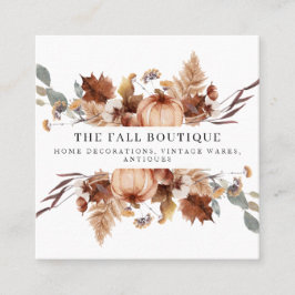 Rustikale Herbstfallen Pumpkin Blumenblätter Blätt Quadratische Visitenkarte