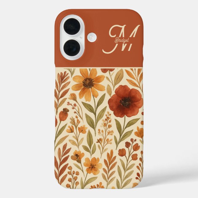Rustikale Herbstfallvillen und florale Monogramm Case-Mate iPhone Hülle (Rückseite)