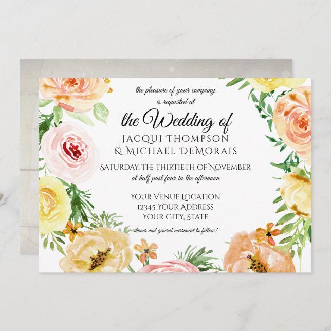 Rustikale Herbstfarbe Farbe Rose Waden Einladung (Vorne/Hinten)