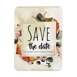 Rustikale Herbstfarbe Save the Date Magnet