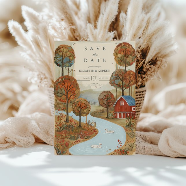 Rustikale Herbstfarm Hochzeit am Lakefront Save The Date (Von Creator hochgeladen)