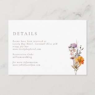 Rustikale Herbstfeiern & Lila Wildblumen Hochzeit Begleitkarte
