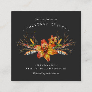 Rustikale Herbstflora  Farblogo Quadratische Visitenkarte