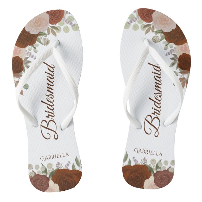 Rustikale Herbstflora Hochzeitsfeier Flip Flops (Fußbett)