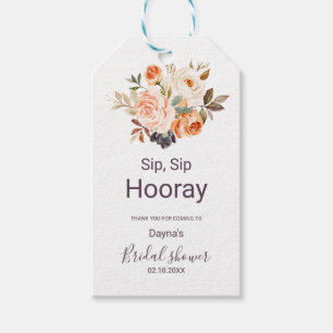 Rustikale Herbstflora Sip Hooray Brautparty Geschenkanhänger