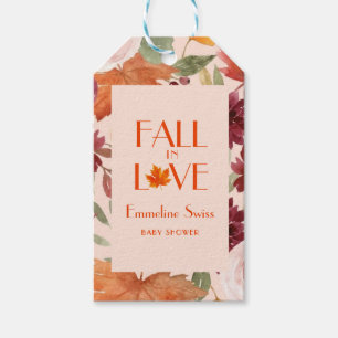 Rustikale Herbstfoliage "Verliebe Dich" Baby Showe Geschenkanhänger