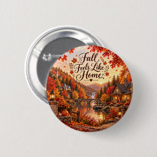 Rustikale Herbstgefühle wie Zuhause Illustration Button