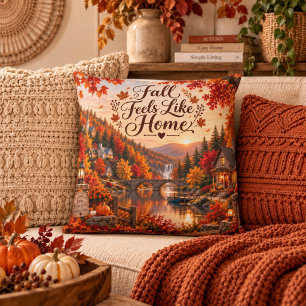 Rustikale Herbstgefühle wie Zuhause Illustration Kissen