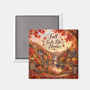 Rustikale Herbstgefühle wie Zuhause Illustration Magnet