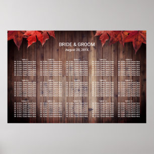 Rustikale Herbsthochzeit 15 Tische Sitzplan Poster