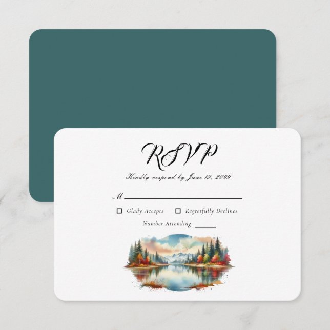 Rustikale Herbsthochzeit am See RSVP Karte (Vorne/Hinten)