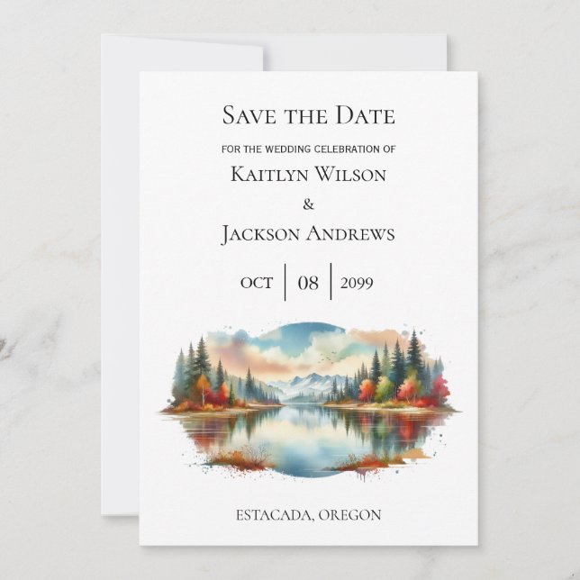 Rustikale Herbsthochzeit am See Save The Date (Vorderseite)
