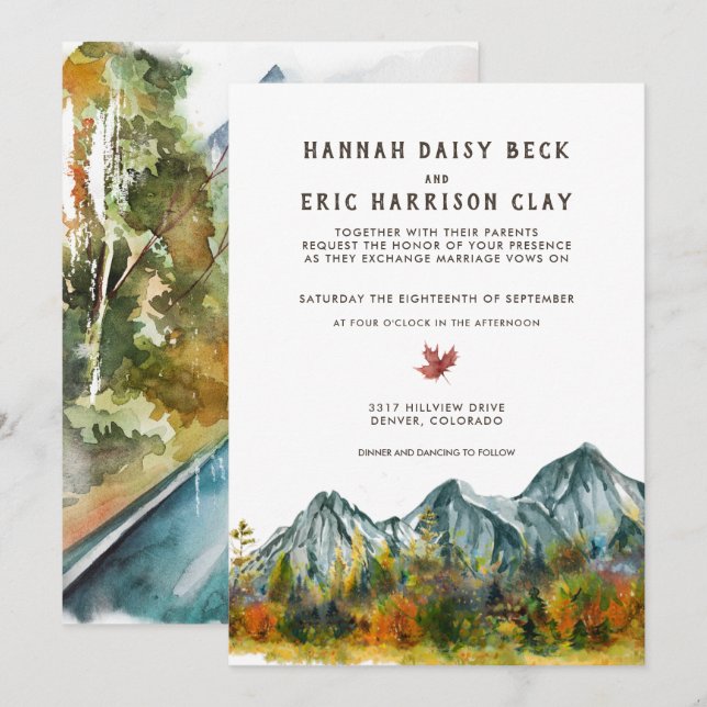 Rustikale Herbsthochzeit Einladung (Vorne/Hinten)