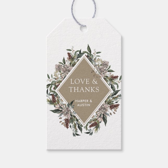 Rustikale Herbsthochzeit Geschenkanhänger (Vorderseite)