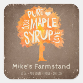 Rustikale Herbstkapsel Ahornsirup Flasche Etikett Quadratischer Aufkleber