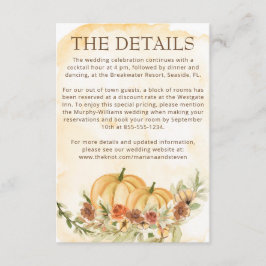 Rustikale Herbstkuppeldetails Hochzeit Begleitkarte