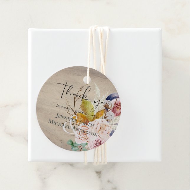 Rustikale Herbstkuppeln Blume Hochzeit Geschenkanhänger (Beispiel)