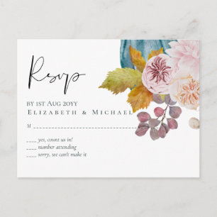 Rustikale Herbstkuppeln Blume Hochzeit Postkarte