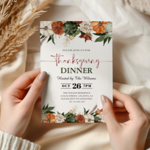Rustikale Herbstkürbisse zum Thanksgiving-Dinner  Einladung