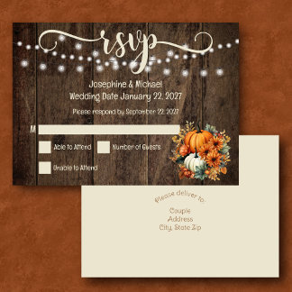 Rustikale Herbstkürme Hochzeitskarte RSVP Dankeskarte
