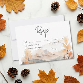 Rustikale Herbstlandschaft Wasserfarben QR-Code RSVP Karte