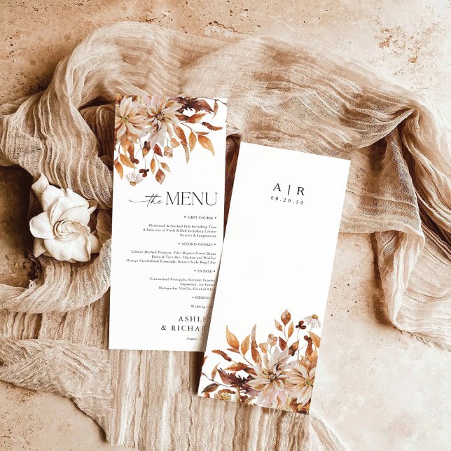Rustikale Herbstlaub beim Hochzeitsmenü Menükarte (Von Creator hochgeladen)