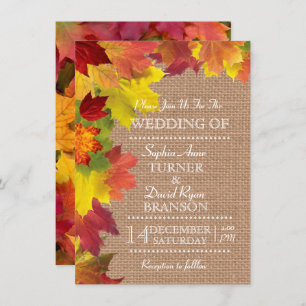 Rustikale Herbstlaub Burlap Wedding Einladung