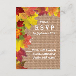 Rustikale Herbstlaub Burlap Wedding RSVP