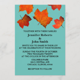 Rustikale Herbstlaub Burnt Orange Aquamarin Blue W Einladung