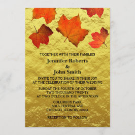Rustikale Herbstlaub Burnt Orange Gold Foil Weddin Einladung