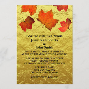 Rustikale Herbstlaub Burnt Orange Gold Foil Weddin Einladung
