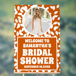 Rustikale Herbstlaub Foto Brautparty Willkommen Acrylschild