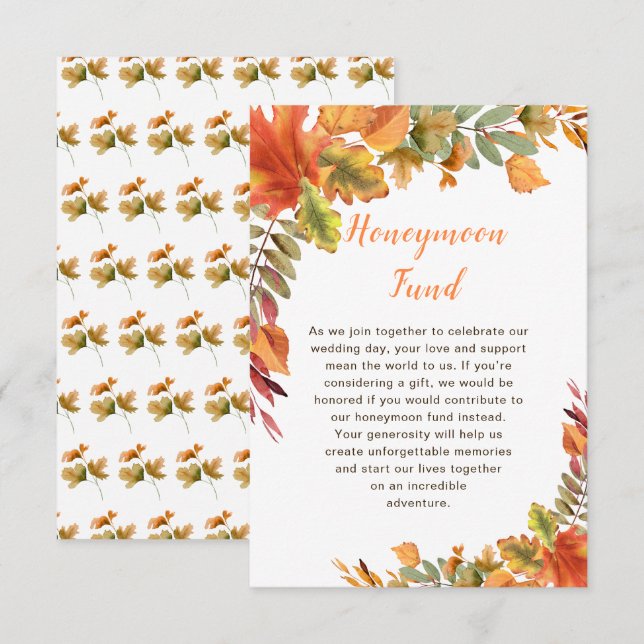 Rustikale Herbstlaub für Herbst Hochzeitsfeiern Begleitkarte (Vorne/Hinten)