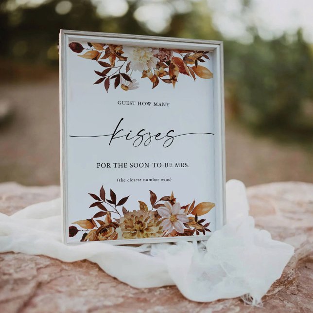 Rustikale Herbstlaub Gast wie viele Kisses Sockelschild (Von Creator hochgeladen)