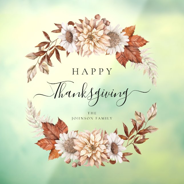 Rustikale Herbstlaub glücklich Thanksgiving Fensteraufkleber (Blatt 3)