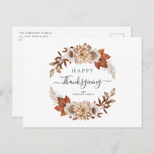Rustikale Herbstlaub glücklich Thanksgiving Postkarte