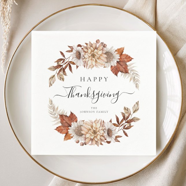 Rustikale Herbstlaub glücklich Thanksgiving Serviette (Rustic Fall Leaves Happy Thanksgiving Napkins)