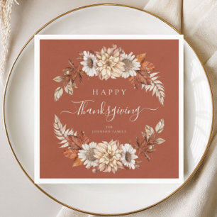 Rustikale Herbstlaub glücklich Thanksgiving Serviette